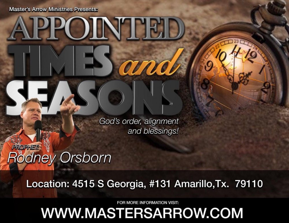 Times and Seasons - Gathering  When you align your time with God‘s divine calendar, you will discover 3 things: How to find your position in God’s kingdom. How to war effectively for your promised inheritance. How to walk in God’s continual blessings.  In times such as these the body of Christ must listen for God’s prophetic voice and come into alignment with his purposes and timing. The battles are more intense than ever and understanding divine alignment and positioning in God’s kingdom plan is critical.  The Lord designed time with a built-in blessing for you to claim and walk into.